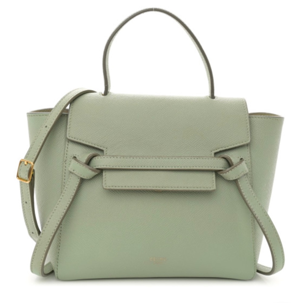 CELINE Grained Calfskin Nano Belt Bag in Jade